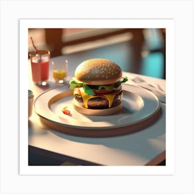 Hamburger On A Plate 99 Art Print