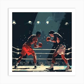 Two Boxers Fighting In The Ring Art Print