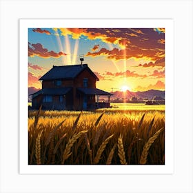 House In A Wheat Field Art Print