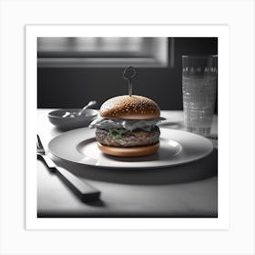 Burger On A Plate 34 Art Print