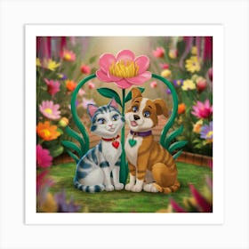 Friends And Flowers Art Print