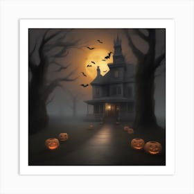 Halloween Haunted House Art Print