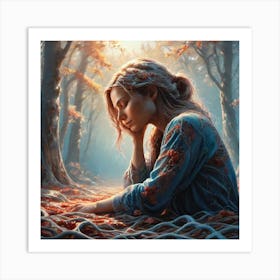 Girl In The Woods 8 Art Print