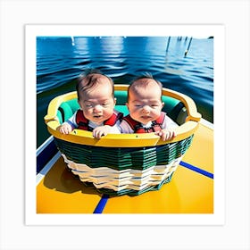 Sweet babies in the basket  Art Print