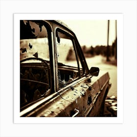 Vehicle View Mirror Car Automobile Auto Outside Transport Glasses Old Front Black Metal (3) Art Print