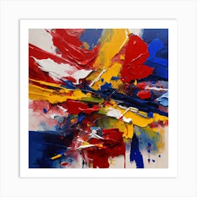 Abstract Painting bleu and red Art Print