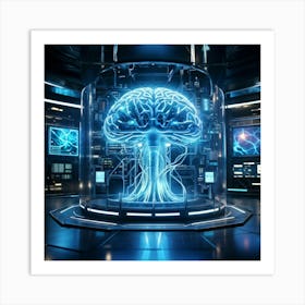 Cyber Brain Fusing Advanced Ai Technology Intricate Neural Networks Visible Glowing Circuitry Fut (4) Art Print