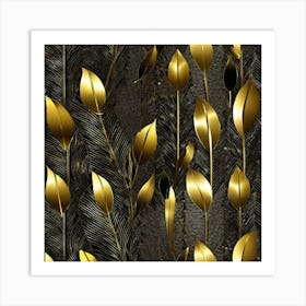 Gold Leaves 1 Art Print