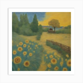 Sunflowers In The Field Art Print