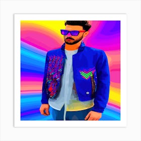 Man In Blue Jacket Art Print