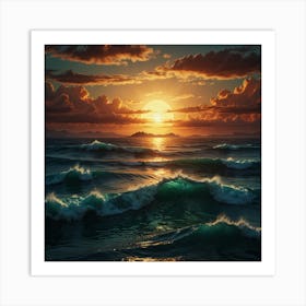 Sunset Over The Ocean Art Print