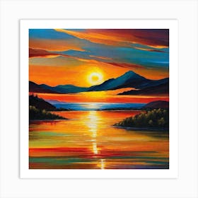 Sunset Over The Lake 15 Art Print