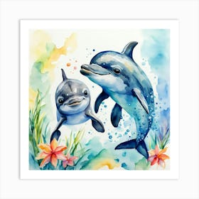 Baby dolphins Art Print