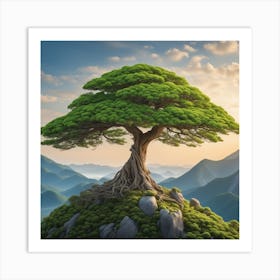 Single Tree On Top Of The Mountain Miki Asai Macro Photography Close Up Hyper Detailed Trending (2) Art Print