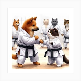 Animal karate school Art Print