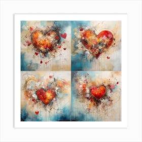 Four Hearts Art Print