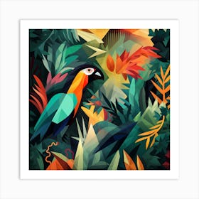 Tropical Parrot In The Jungle Art Print