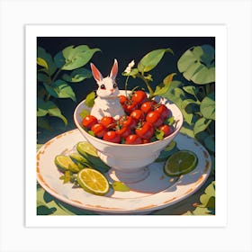 White Rabbit In A Bowl Art Print