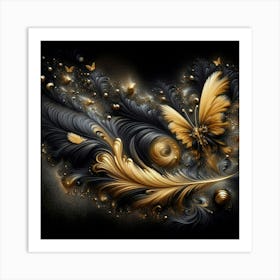 Black And Gold Butterfly 1 Art Print