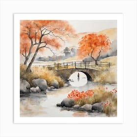 Japanese Landscape Painting Sumi E Drawing (19) Art Print