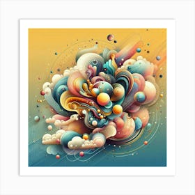 Colorful Abstract Painting with Soft Pastel Colors and a Dreamy, Whimsical Feel Art Print