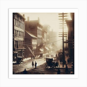 Early Small Town America And The Automobile ~Reimagined  Art Print