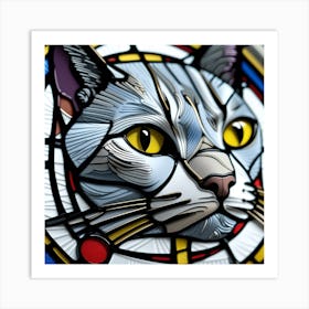 Cat, Pop Art 3D stained glass cat superhero limited edition 11/60 Art Print