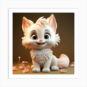 Cute White Cat 7 Art Print