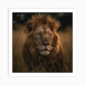 Lion In The Grass Art Print