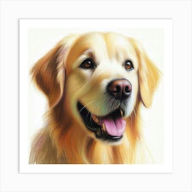 Golden Retriever portrait in crayon Art Print