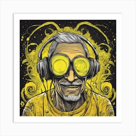 Cosmic Opa With Headphones 3 Art Print