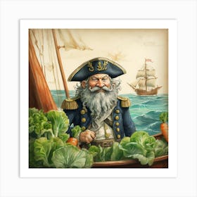 Pirate Captain In The Sea Art Print