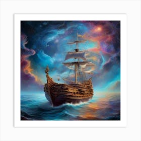 Sailing Ship In Space Art Print