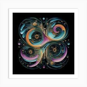 patterns resembling circuitry, representing the intersection of technology and nature 1 Art Print