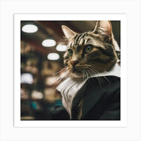 Portrait Of A Cat In A Suit Art Print