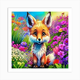 Fox In The Garden Art Print