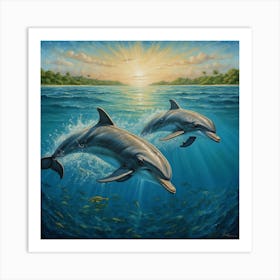 Dolphins In The Ocean Art Print