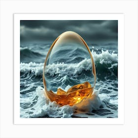 Golden Egg In The Ocean Art Print