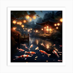 Koi Fish In The Pond 2 Art Print