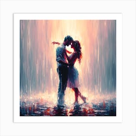 Couple In The Rain Art Print