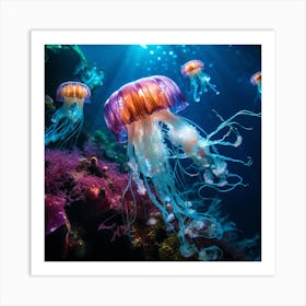 Jellyfish In The Sea Art Print