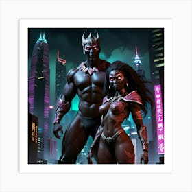 Shadows of the Urban Abyss: The Rise of the Midnight Titan 1 Art Print