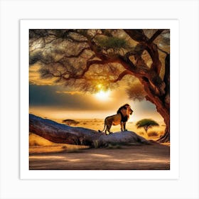 Lion In The Savannah 36 Art Print