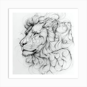 Lion Head Drawing Art Print