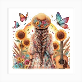 Boho style, Girl 3 Art Print