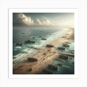 Warships On The Beach Art Print