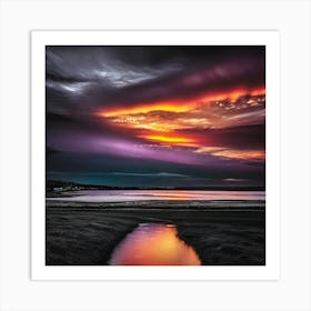 Sunset Over A Stream Art Print