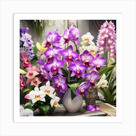 Orchids In Vases Art Print