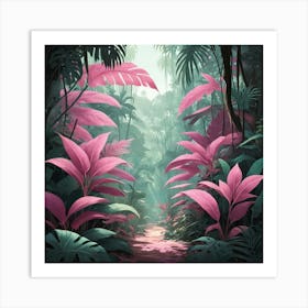 Illustrative Albedo Pink Leaves Jungle Art 0 Art Print