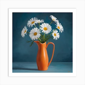 Daisy Flowers Vase Living Room (4) Art Print